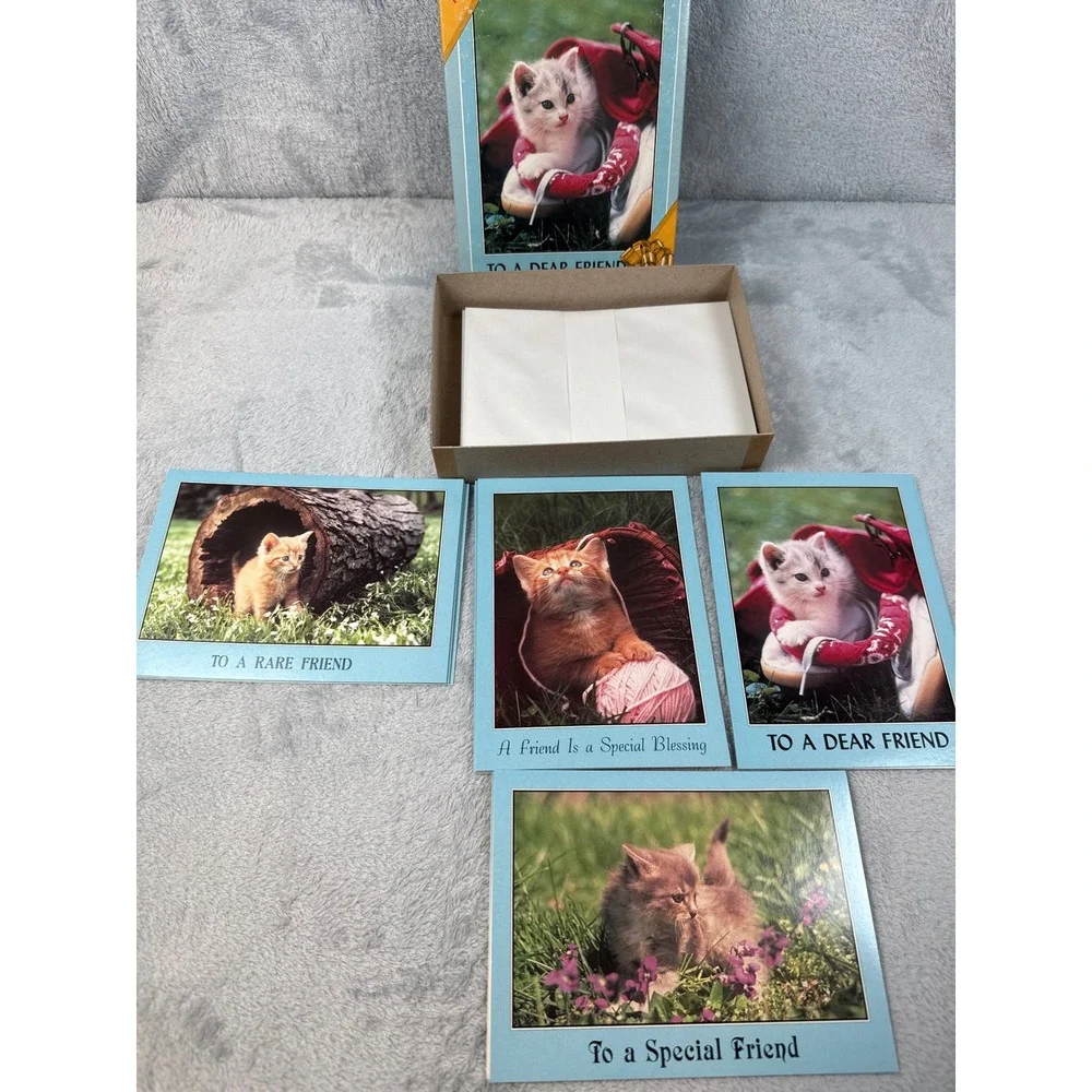 Cornerstone Kitty Kapers Friendship Cards 12ct Boxed Scripture Text Vintage NOS